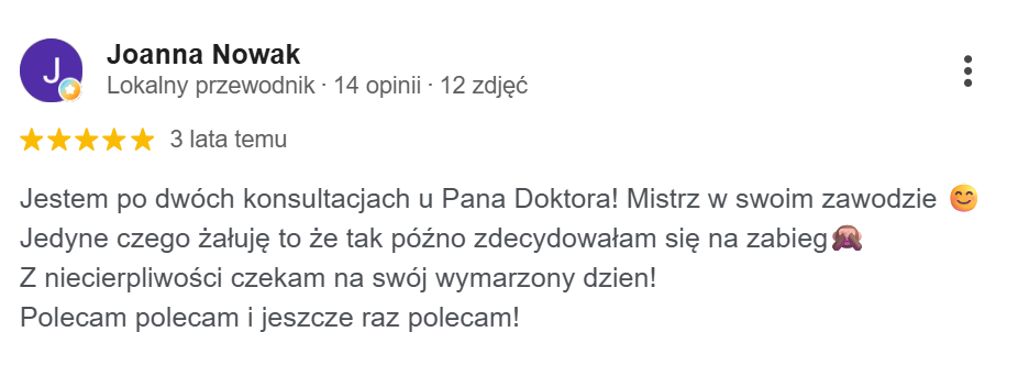 Opinia pacjenta - Google